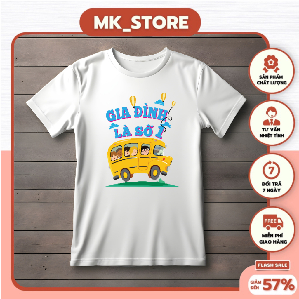 Áo Thun In ( Gia đình là số 1 ) Form Unisex Nhiều màu Cổ Tron, Vải mát, Thoải Mái (GD7)