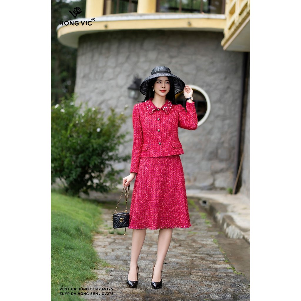 Vest dạ nữ thiết kế Hong Vic hồng sen AV175