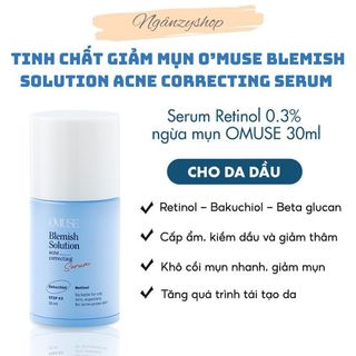 Tinh chất giảm mụn O’muse Blemish Solution Acne Correcting Serum 30ml, Serum giảm mụn, giảm thâm kiềm dầu cho da dầu mụn