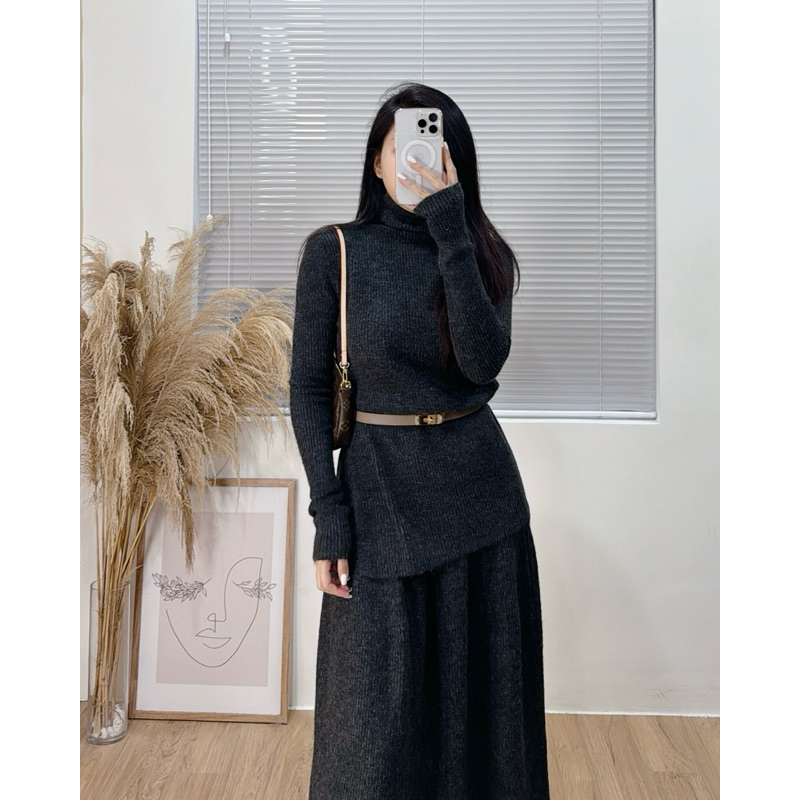 6089 Set len áo xẻ hông và chân váy dáng dài