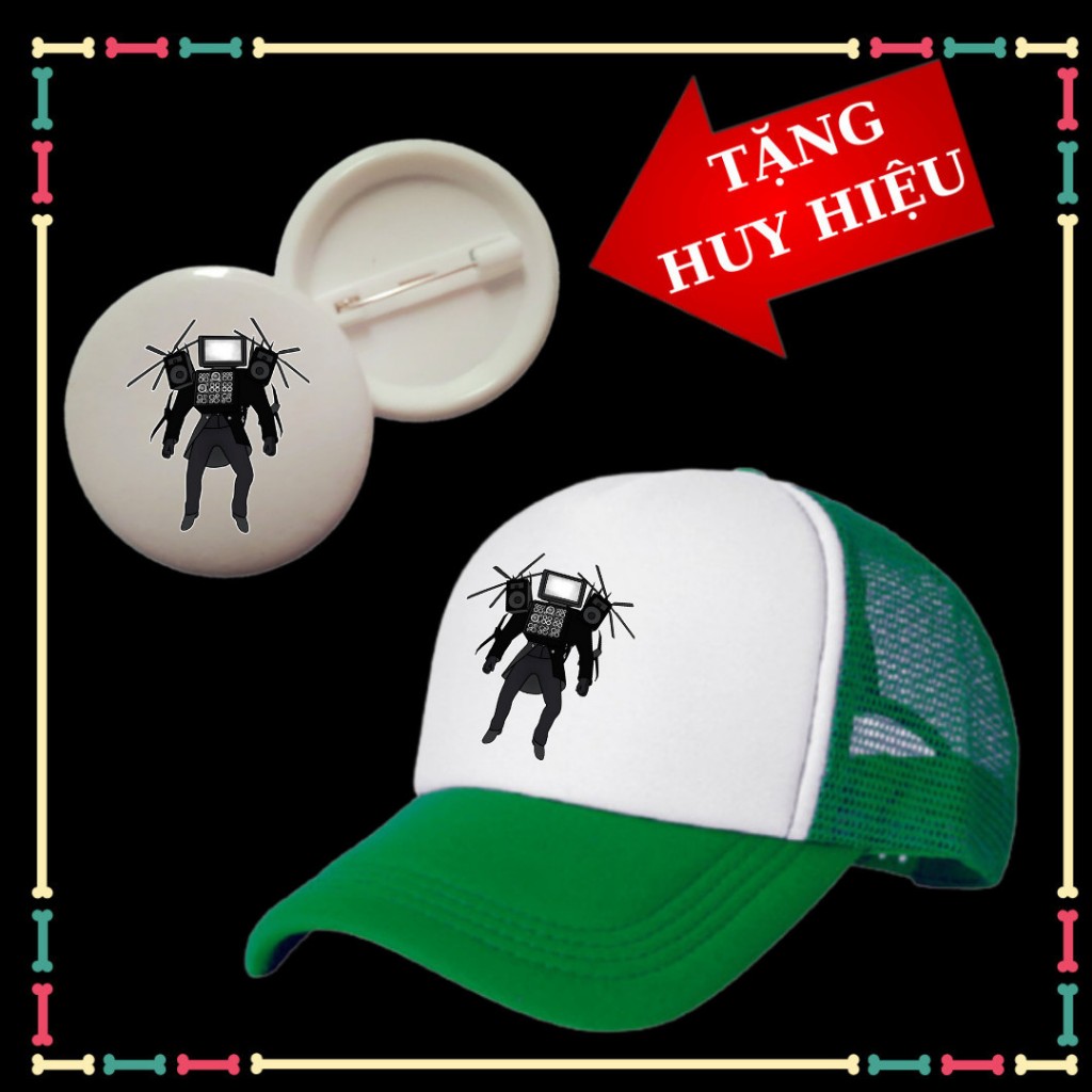 Mũ lưỡi trai bé trai, bé gái mẫu Titan TV Man Skibidi Toilet, huy hiệu dễ thương cho trẻ em.