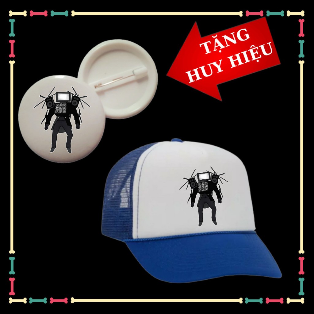 Mũ lưỡi trai bé trai, bé gái mẫu Titan TV Man Skibidi Toilet, huy hiệu dễ thương cho trẻ em.