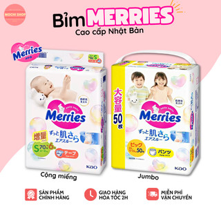 Bỉm dán/quần MERRIES nội địa Nhật Bản - Cộng miếng, Jumbo, Hàng chính hãng