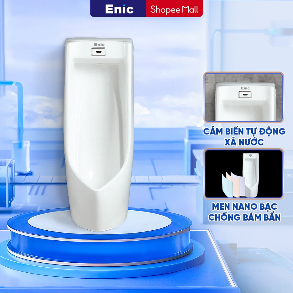 Bồn tiểu nam treo tường Enic N03 - cảm ứng tự động xả nước thông minh, thiết kế sang trọng, chất liệu sứ bền bỉ,BH 5 năm