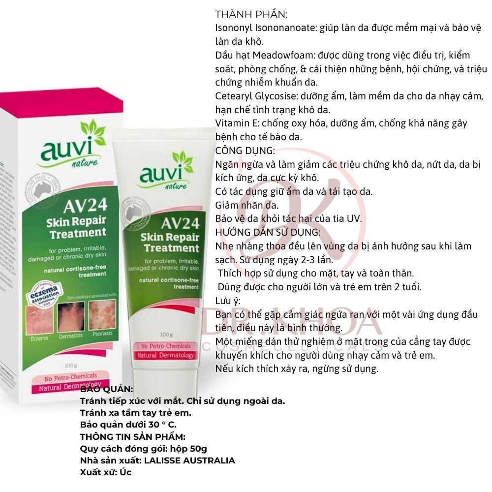 Kem Dưỡng Auvi AV24 Repair Cream Dành Cho Da Khô Nhạy Cảm, Phục Hồi Da 50g