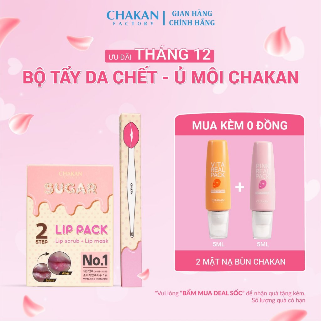 Bộ Dưỡng Môi Chakan Sugar - Gel Tẩy Tế Bào Chết Môi Và Mặt Nạ Ủ Môi Giúp Dưỡng Ẩm Hồng Môi