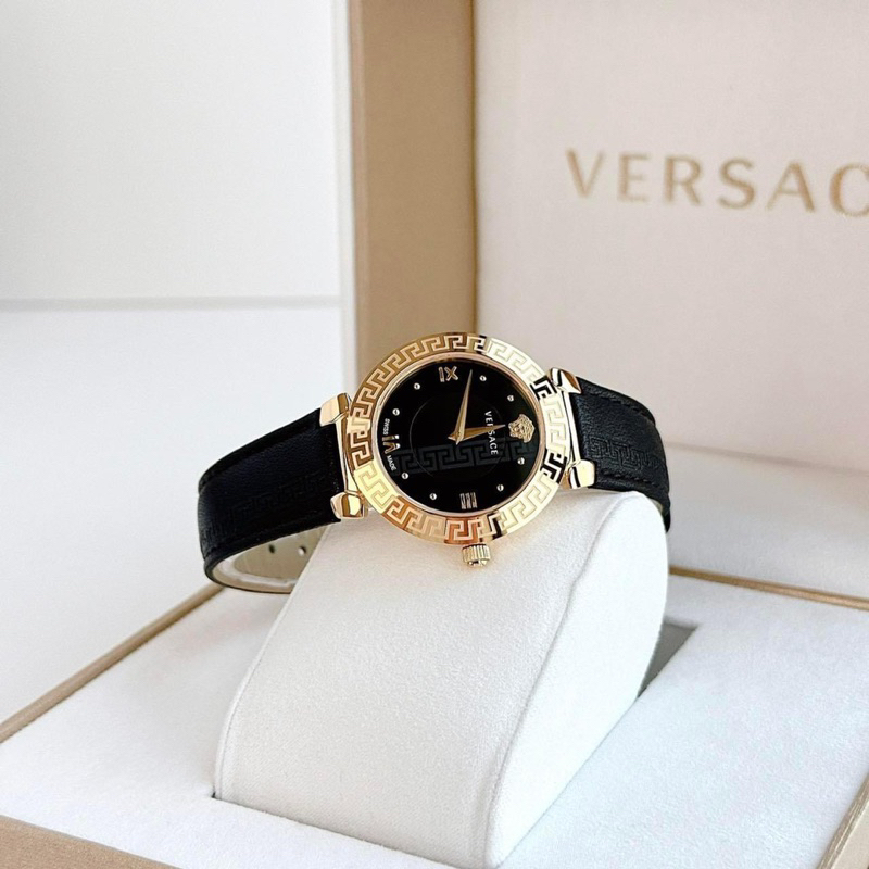 Đồng hồ nữ Versace V16040017 mặt tròn dây da đen siz 35mm