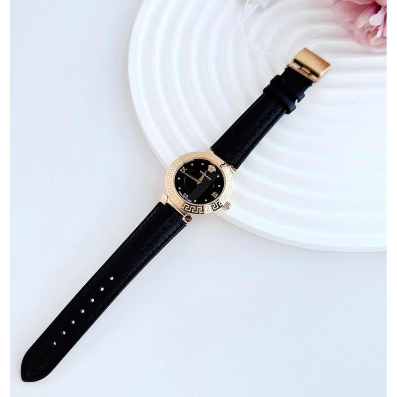 Đồng hồ nữ Versace V16040017 mặt tròn dây da đen siz 35mm