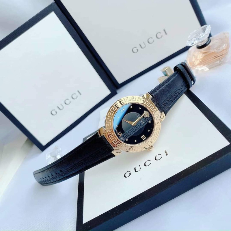 Đồng hồ nữ Versace V16040017 mặt tròn dây da đen siz 35mm