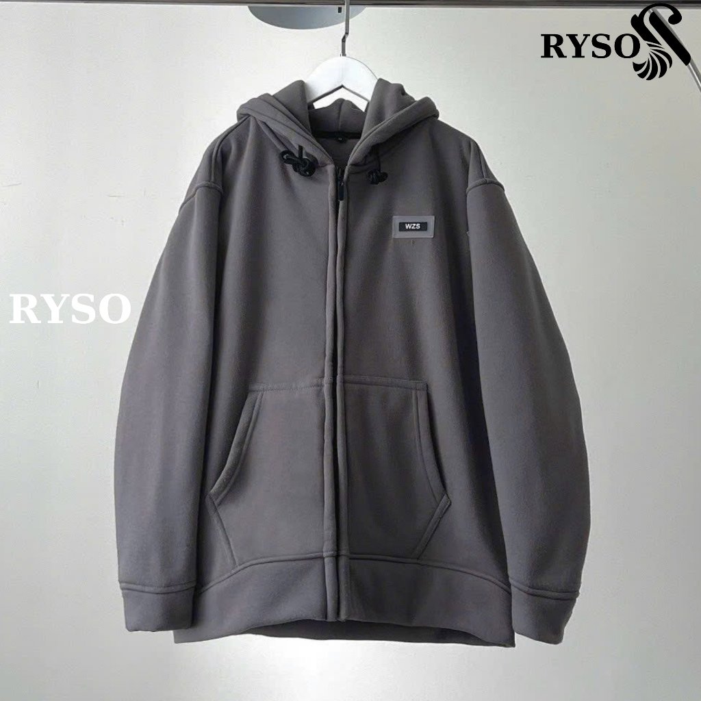 Áo Khoác Nỉ Zip Kéo Unisex Tag WZS RYSO FASHION Zip Form Rộng Nam Nữ BASIC Ulzzang Unisex