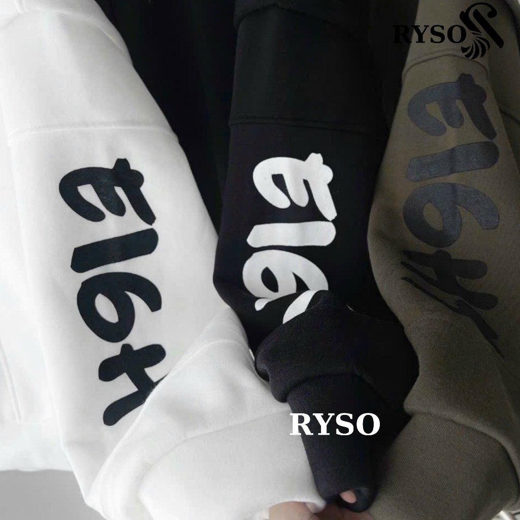 Áo Hoodie Nỉ Lót Bông Tay Nối EIGHT Form Rộng Unisex RYSO FASHION Zip Chất Nỉ Bông Dày Dặn