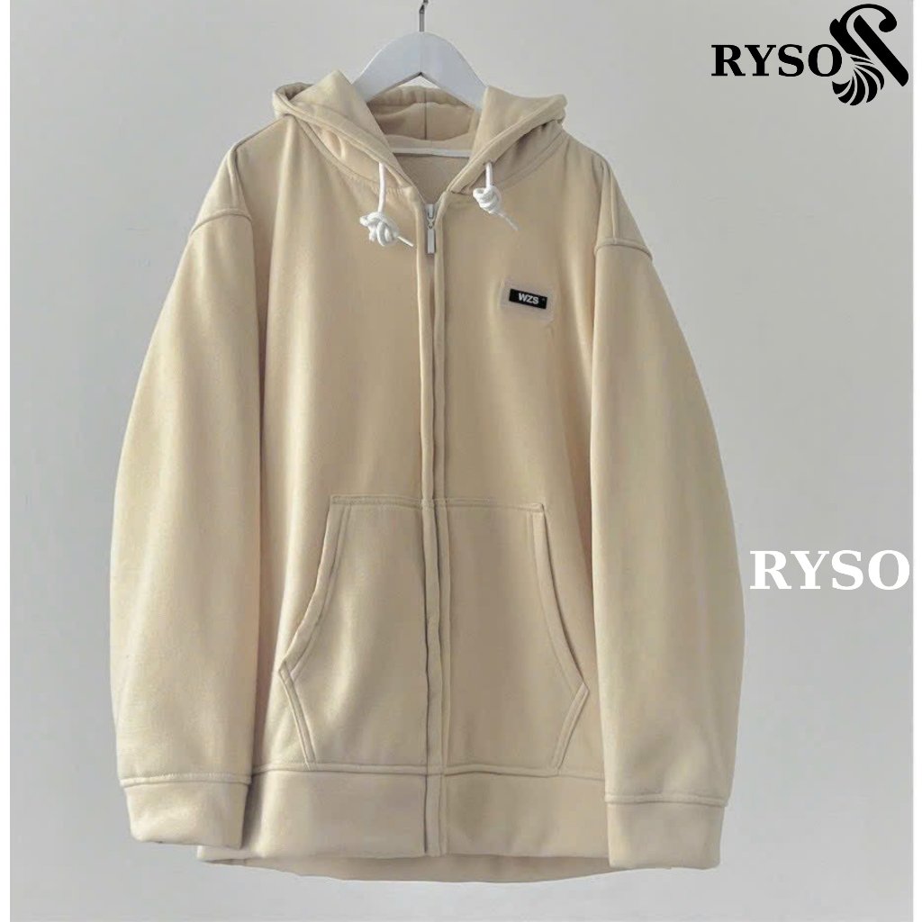 Áo Khoác Nỉ Zip Kéo Unisex Tag WZS RYSO FASHION Zip Form Rộng Nam Nữ BASIC Ulzzang Unisex