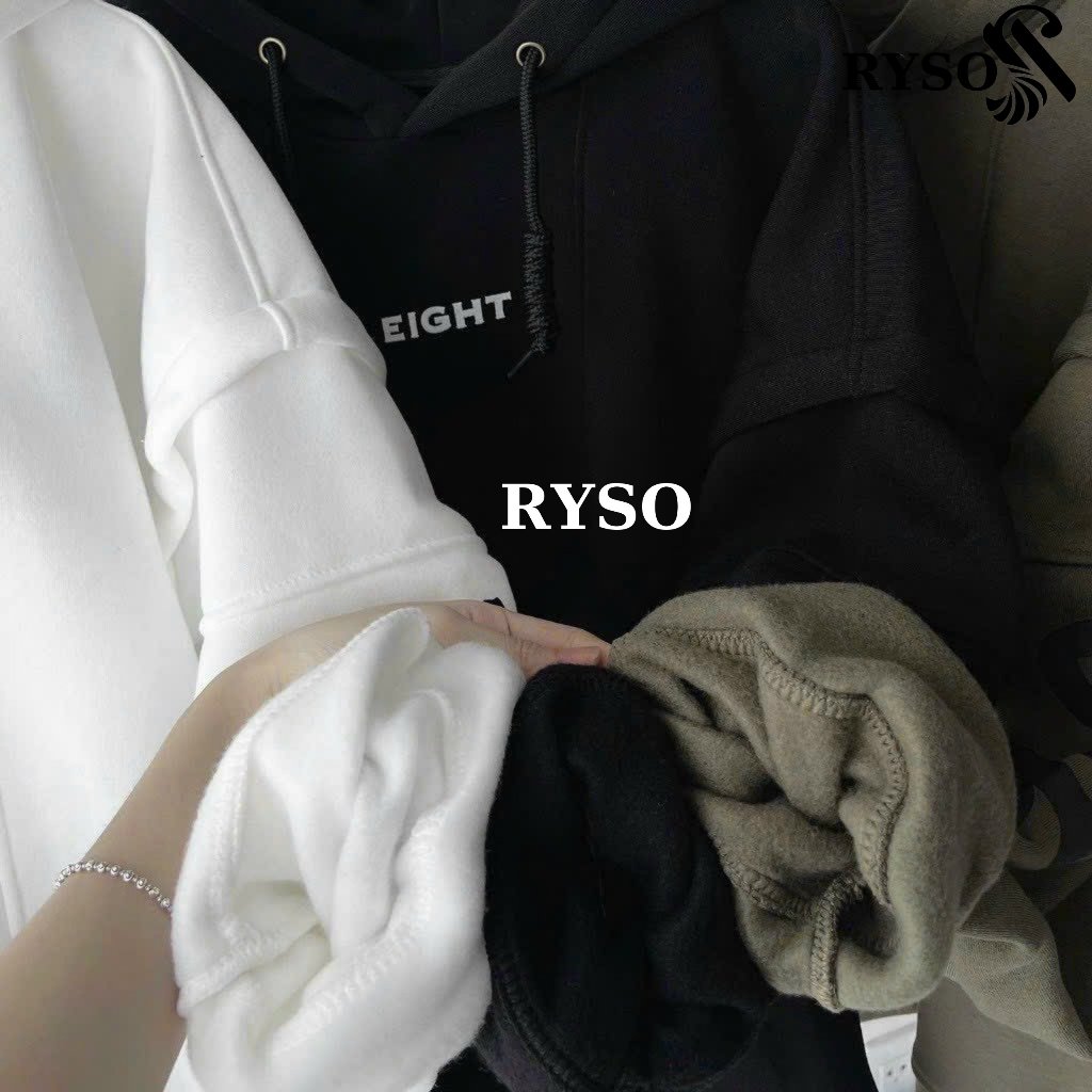 Áo Hoodie Nỉ Lót Bông Tay Nối EIGHT Form Rộng Unisex RYSO FASHION Zip Chất Nỉ Bông Dày Dặn