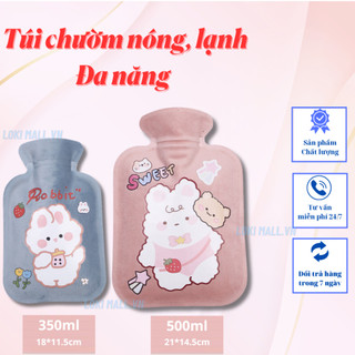 Túi chườm nóng lạnh đa năng 500ml họa tiết hoạt hình, túi chườm lông mịn, giảm đau bụng kinh, sưởi ấm, giữ nhiệt. - Lok