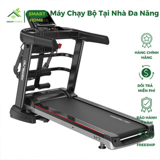 Máy chạy bộ tại nhà sm-a7s chế đo nhịp tim, máy chạy bộ đa năng gấp gọn thể dục kèm đai massage, tặng kèm cân điện tử