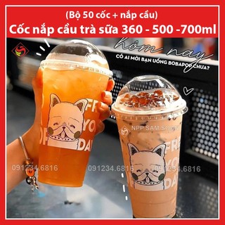 50 cốc kèm nắp cầu hoặc nắp tim - Cốc trà sữa, cốc tim các loại