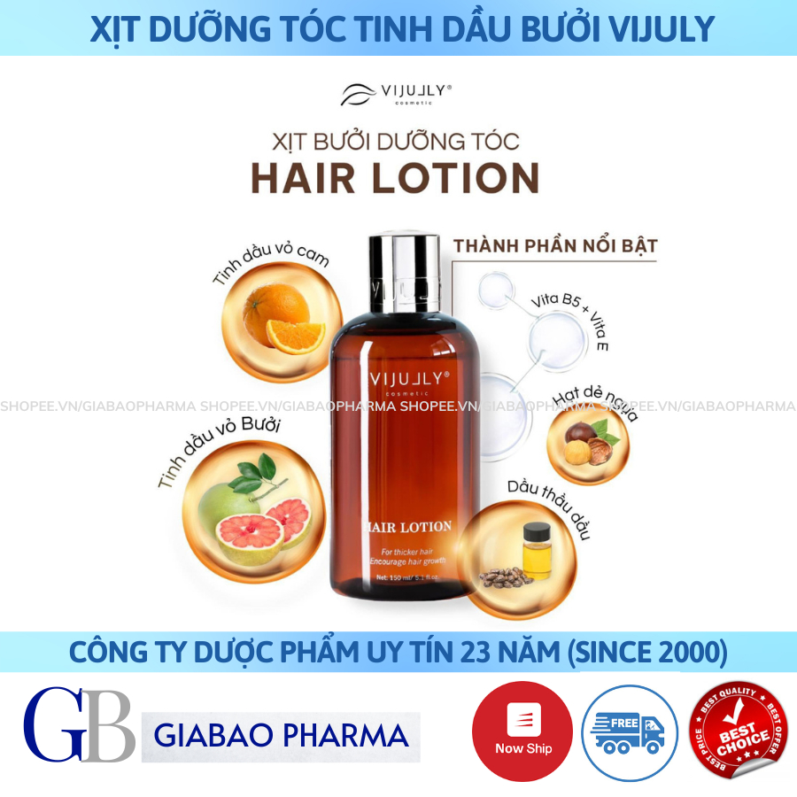 Xịt dưỡng tóc mẫu mới tinh dầu bưởi ( Hair Lotion ) Vi Jully 150ml