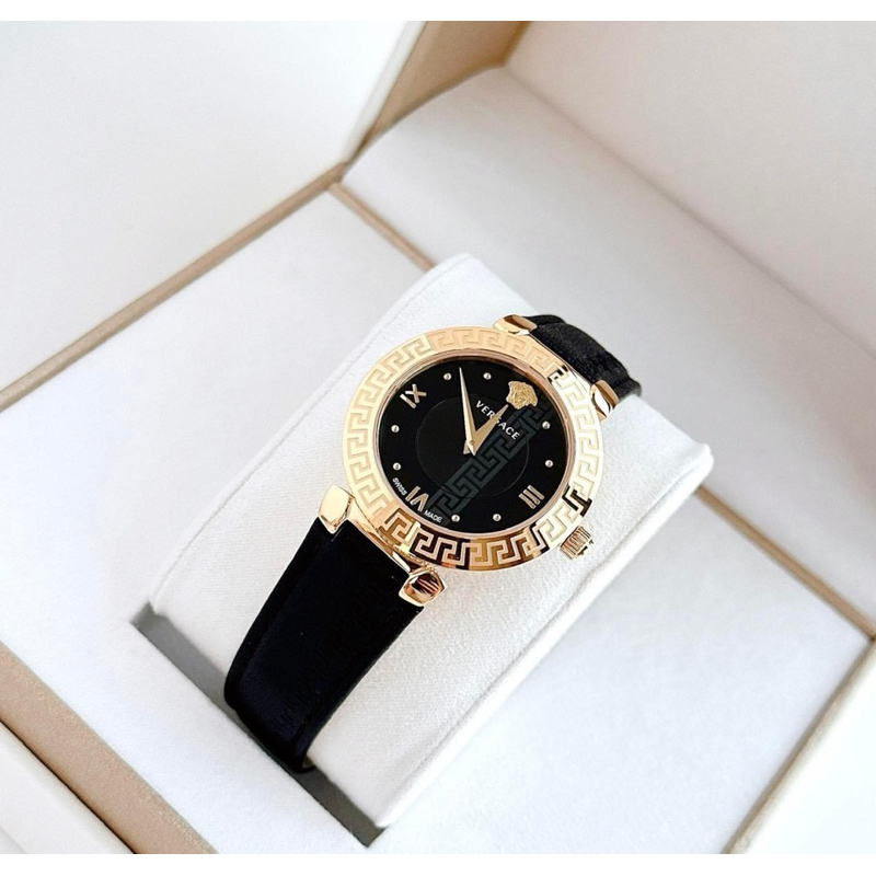 Đồng hồ nữ Versace V16040017 mặt tròn dây da đen siz 35mm