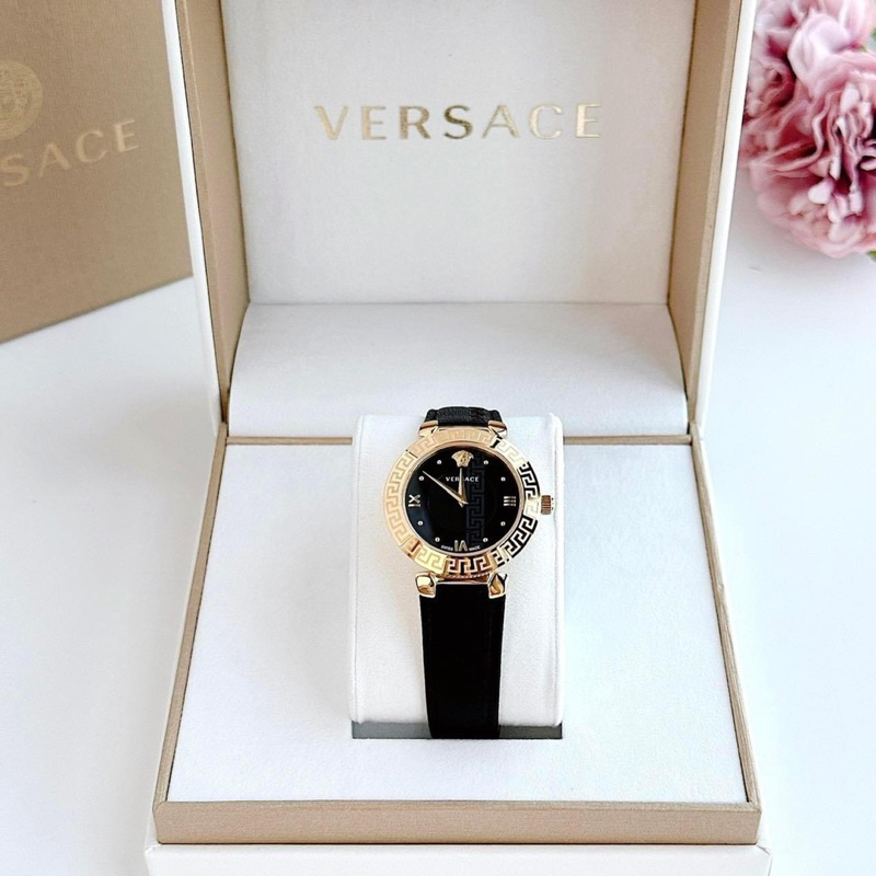 Đồng hồ nữ Versace V16040017 mặt tròn dây da đen siz 35mm