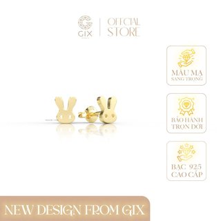 Khuyên Tai Nữ Bạc Đẹp Gix Jewel Mạ Vàng Trắng Đính Đá Tấm Con Thỏ SPGBT86