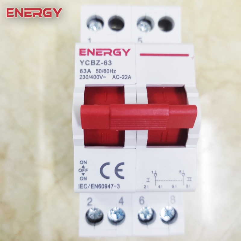 Thiết Bị Điện ENERGY - Cầu Dao Đảo Chiều 2P 63A - Đảo Chiều Bằng Tay Cho 2 Nguồn Điện 1 Pha