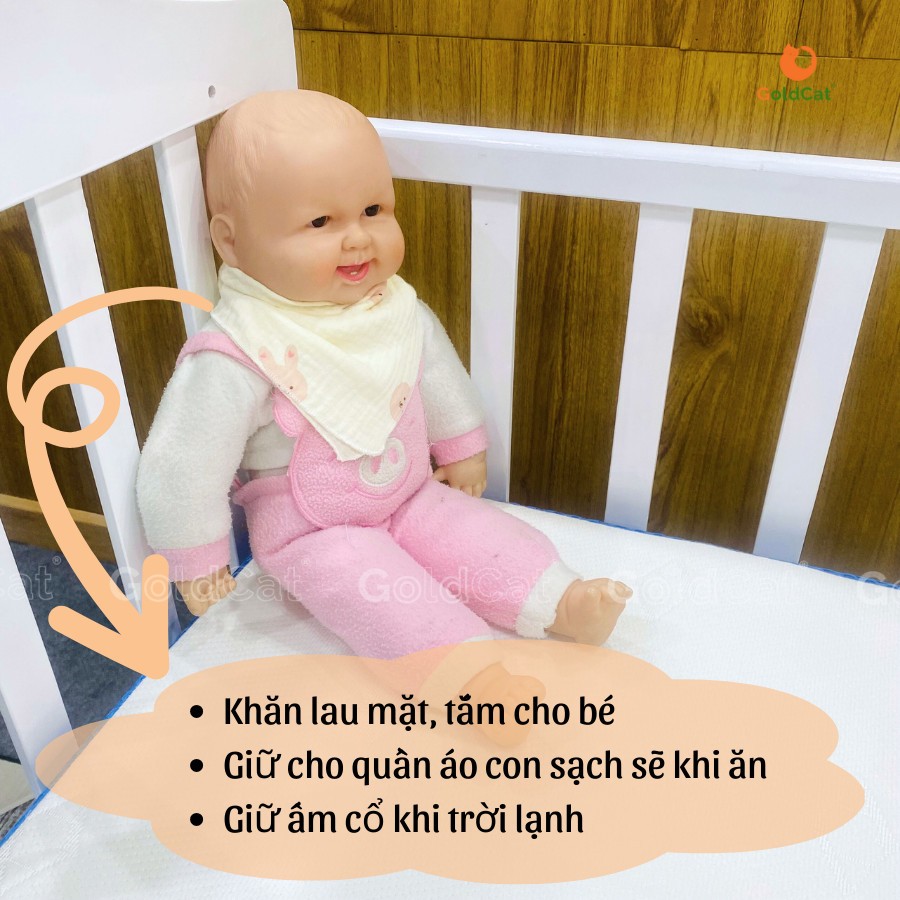 Khăn Sữa Cho Bé Sơ Sinh GOLDCAT Kích Thước 30x30 Chất Liệu Musslin Cao Cấp Mềm Đẹp, Giữ Ấm Cổ, Thấm Hút Tôt.