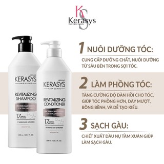 Dầu gội xả phục hồi đàn hồi tóc xơ, rối kerasys revitalizing 600ml