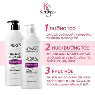 Dầu gội xả phục hồi độ bóng tóc xơ, rối kerasys repairing 600ml