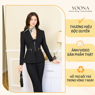 Bộ vest đen sang trọng thiết kế phần khoá kéo cách điệu YOONA - YT16V161