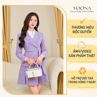 Set bộ áo vest dáng ôm mix tím chân váy xoè Hàn quốc YOONA - YT15X181