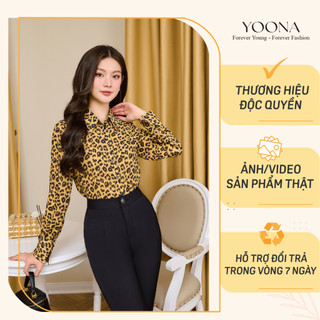 Áo sơ mi voan dáng suông hoạ tiết da báo YOONA - YT4S505
