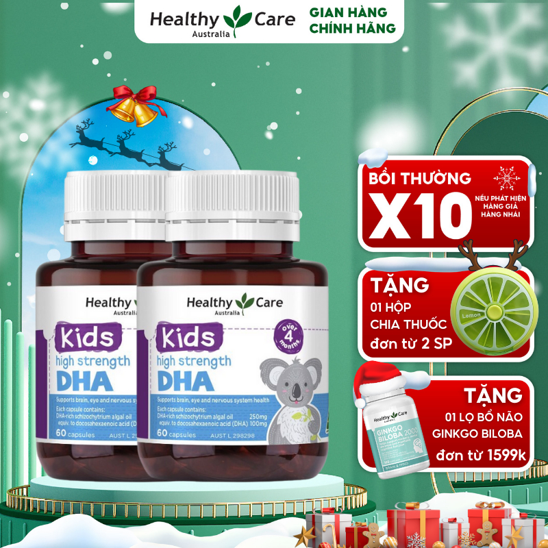 Combo Viên Uống Healthy Care High Strength DHA 60 Viên Bổ Sung DHA Cho Bé Phát Triển Thông Minh Toàn Diện