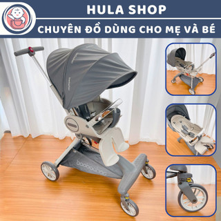 Xe đẩy gấp gọn Baobaohao V9 màu xám ngồi ngả nhiều chế độ chế độ kèm gối da và đệm ngồi