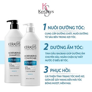 Dầu gội xả cung cấp độ ẩm và cân bằng độ ẩm cho tóc xơ, rối kerasys moisture 600ml