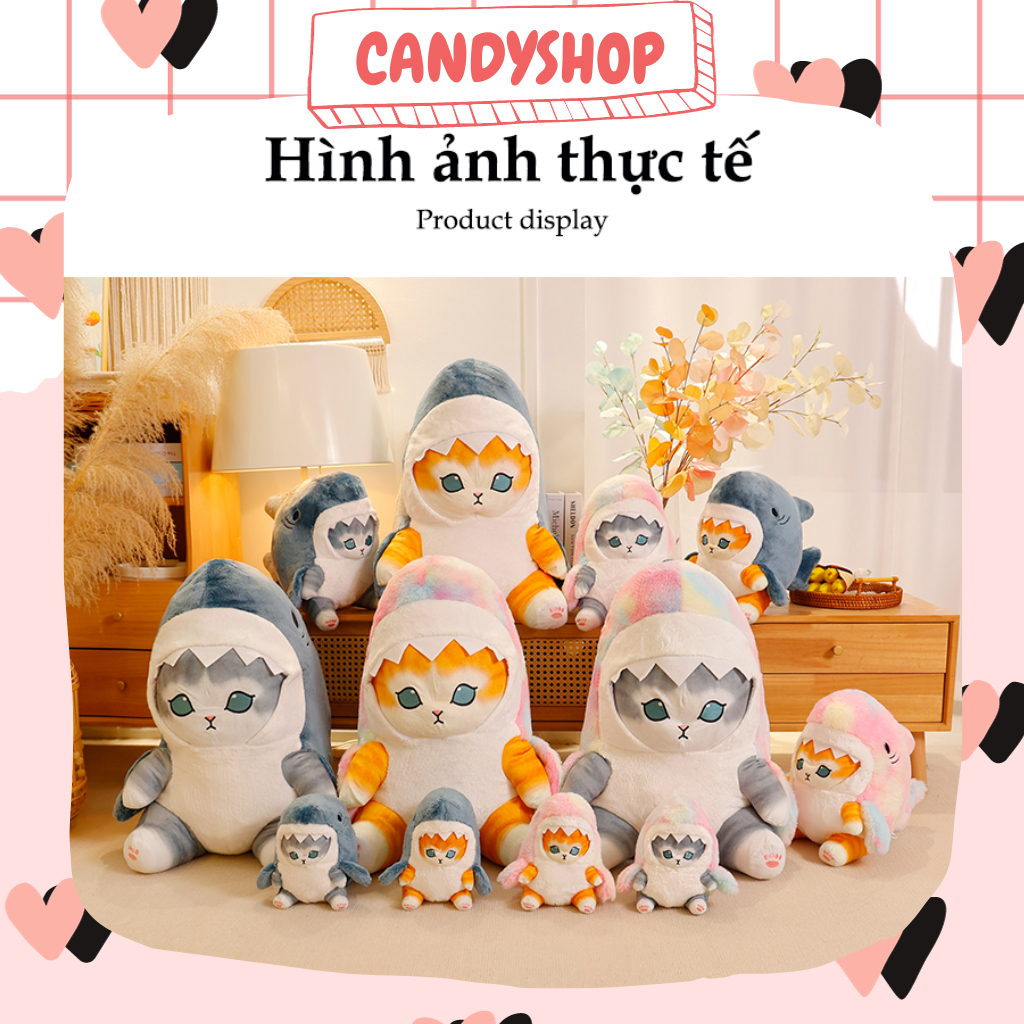 Mèo bông Mofusand cosplay Cá mập nhiều màu sắc siêu dễ thương  - Có sẵn CANDYSHOP