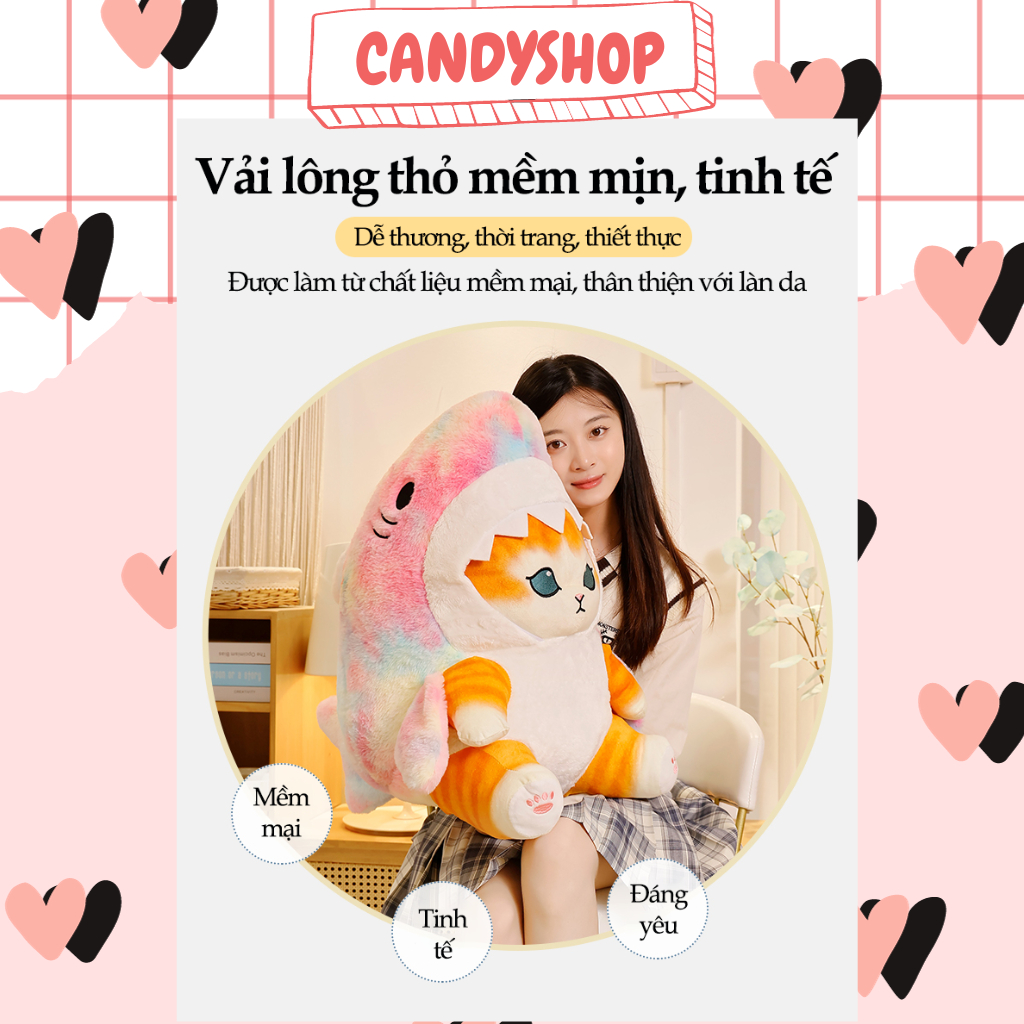 Mèo bông Mofusand cosplay Cá mập nhiều màu sắc siêu dễ thương  - Có sẵn CANDYSHOP