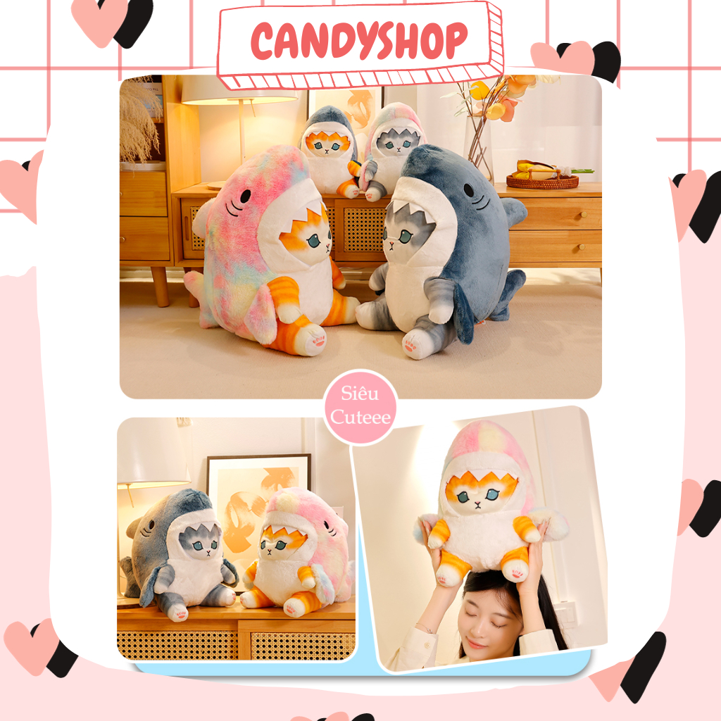 Mèo bông Mofusand cosplay Cá mập nhiều màu sắc siêu dễ thương  - Có sẵn CANDYSHOP
