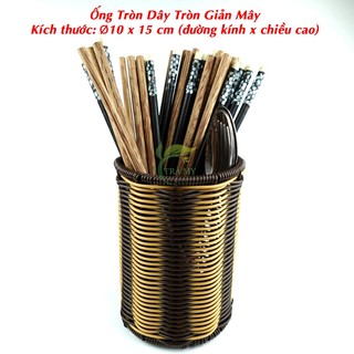 Ống Tròn Nhựa Mây Đan Dây Tròn 10  cao 15 cm Đựng Đũa Muỗng Dụng Cụ Bàn Ăn