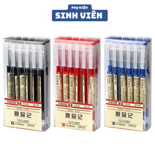 Hộp 12 Bút MUJI Gel (Đen/ Xanh /Đỏ) Made In JAPAN Ngòi 0.5mm & 0.35mm - Ngòi Kim |