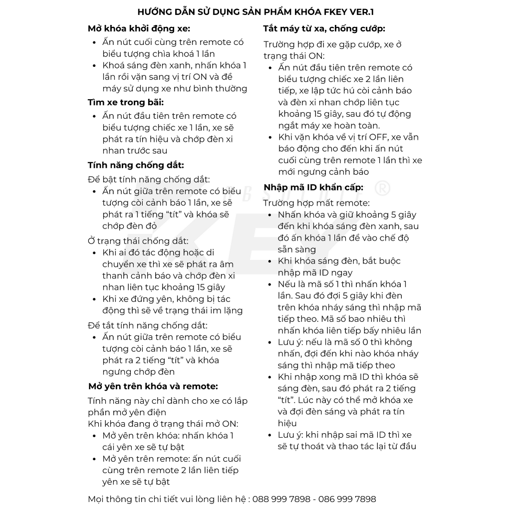 Smartkey Fkey - Vinfast Klara A1/ A2/ S/ Evo/ Feliz,...