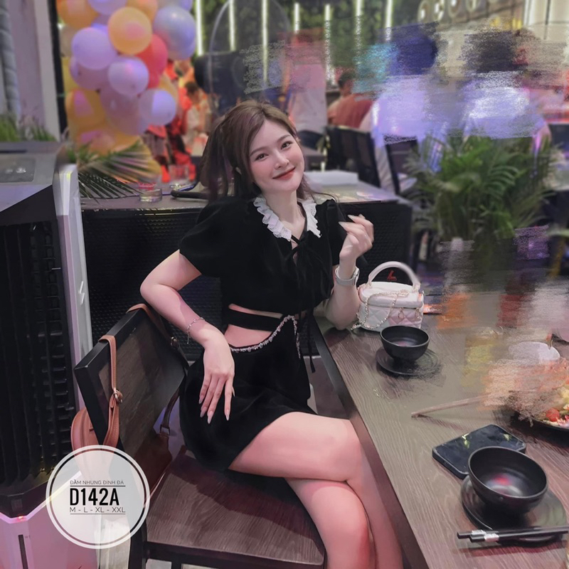 Đầm nhung cut eo đính đá bigsize 60kg-90kg😘😘