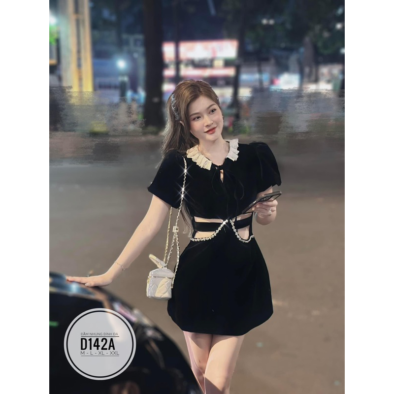 Đầm nhung cut eo đính đá bigsize 60kg-90kg😘😘