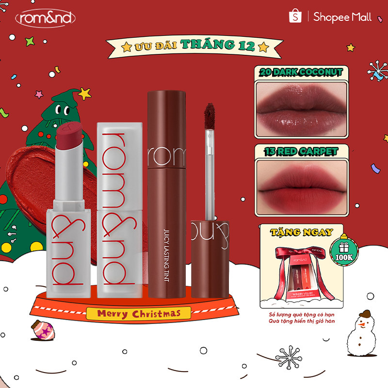 Combo Son Tint Lì Juicy Lasting Tint 5.5g + Son Thỏi Romand Zero Matte Lipstick - Shell Beach Nude Collection 3g