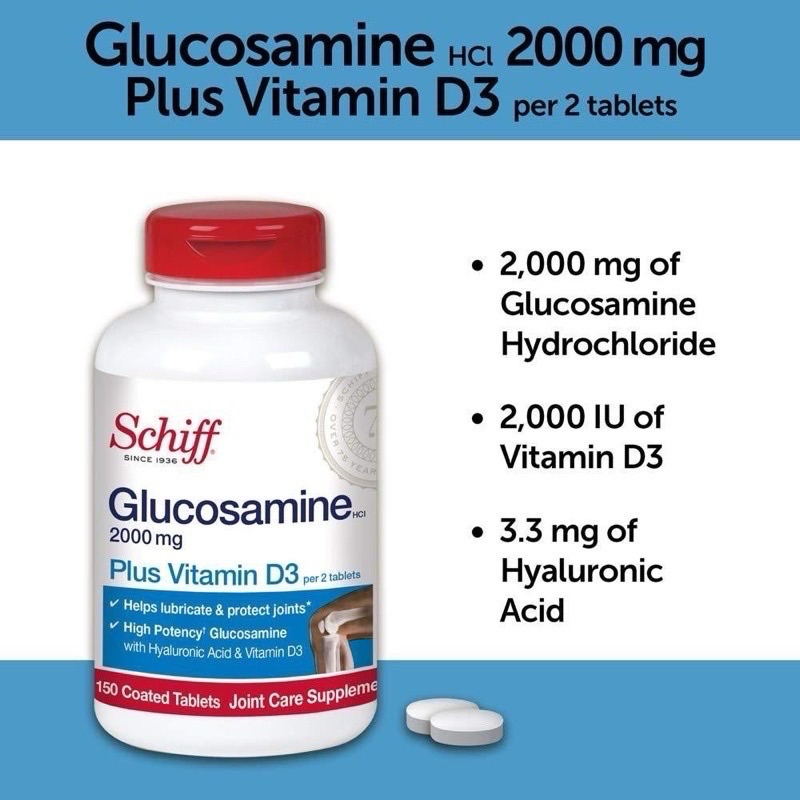 Glucosamine Schiff 1500mg plus MSM 2000mg plus D3 hỗ trợ xương khớp