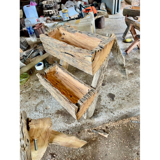 chậu gỗ lũa 2 tầng