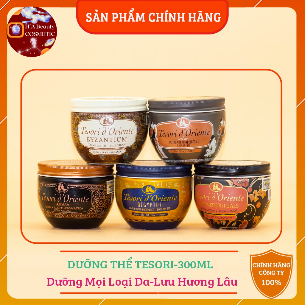 Kem Dưỡng Thể Trắng Da Tesori Hương Nước Hoa 300ml | Tesori D’Oriente Cao cấp Italia | Hàng Chính Hãng