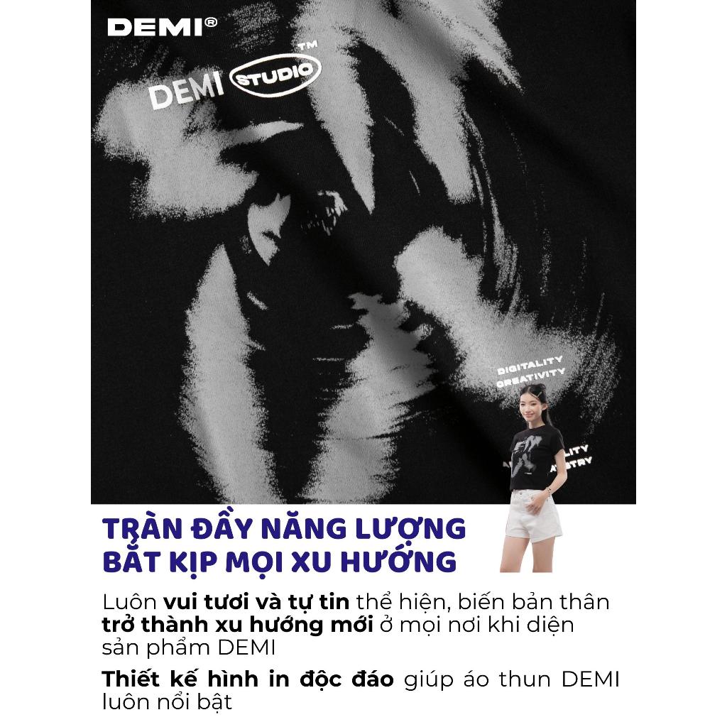 Áo baby tee local brand in hình giá rẻ DEMI vải thun cotton nhiều size màu đen | DE-T73