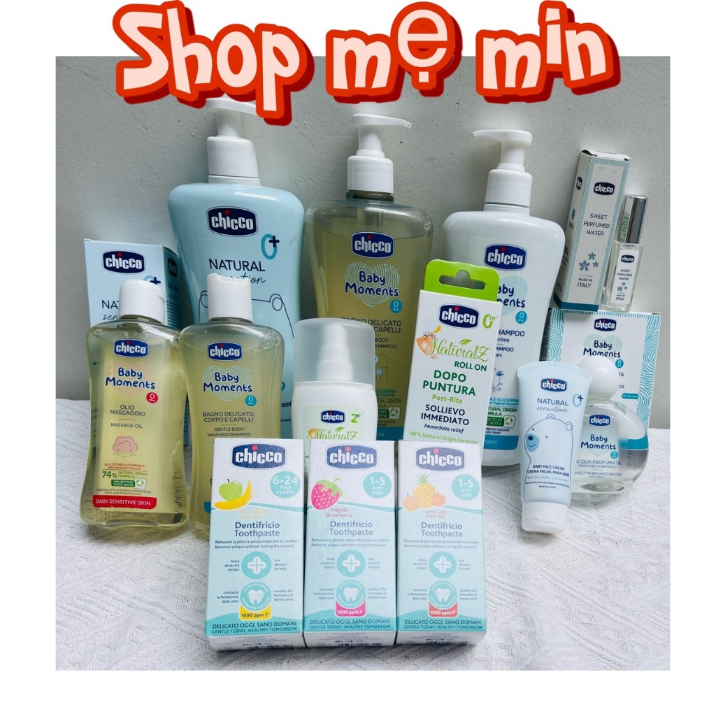 Sữa tắm gội cho bé và kem dưỡng Chicco nội địa Ý , Sản phẩm chăm sóc da cho bé từ 0M+