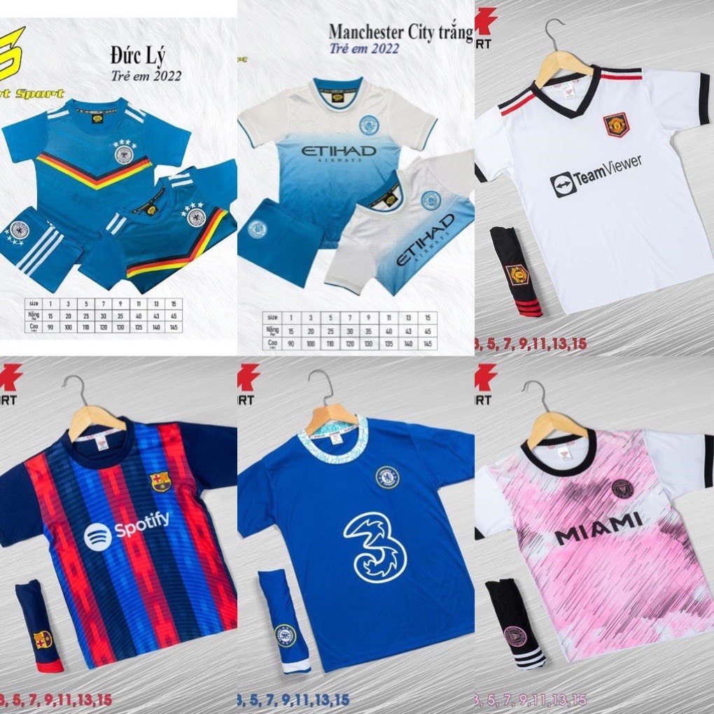 (SALE) Bộ quần áo đá banh cho bé độ tuổi từ 1 đến 14 tuổi SV, Xả hàng đồng giá - ViKi Sport