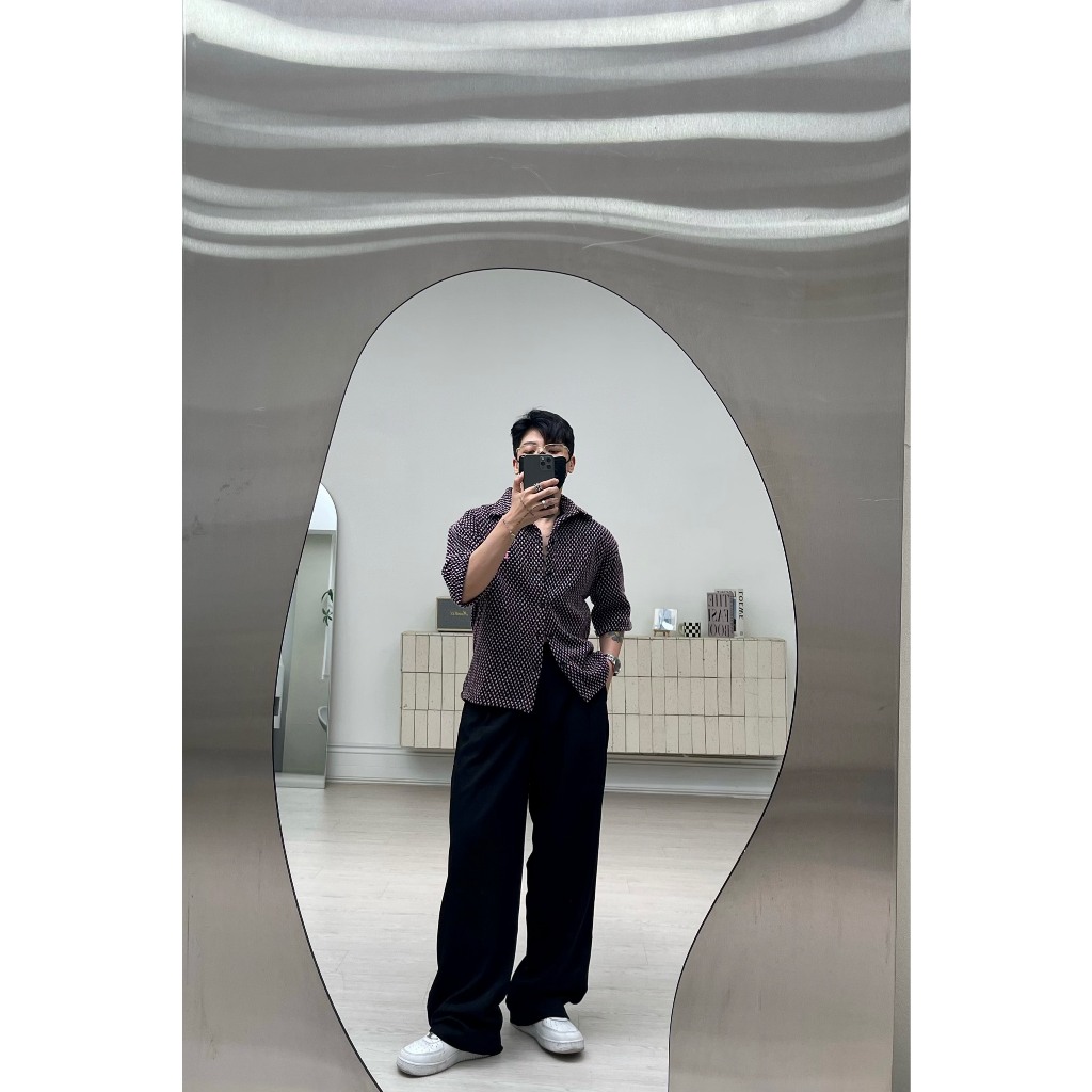Sm ngắn đen hồng form boxy